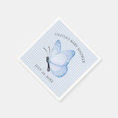 Blue Gingham Baby Boy Butterfly Baby Dusche Serviette (Ecke)