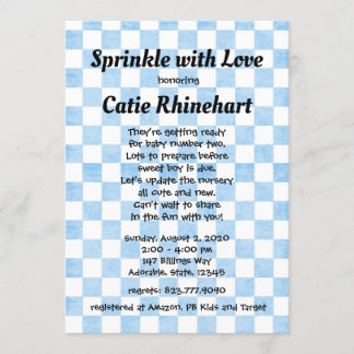 Blue Gingham Baby Boy Dusche Sprinkle Einladung