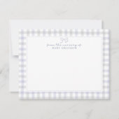 Blue Gingham Baby Boy Nursery Note Card Ankündigung (Vorderseite)