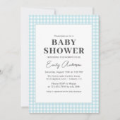 Blue Gingham Baby Boy Shower Einladung (Vorderseite)
