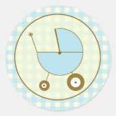 Blue Gingham Baby Carriage Sticker (Vorderseite)