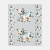 Blue Gingham Baby Cow Pastel Farm Aesthetic Fleecedecke (Vorderseite)