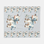 Blue Gingham Baby Cow Pastel Farm Aesthetic Fleecedecke (Vorderseite (Horizontal))