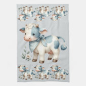 Blue Gingham Baby Cow Pastel Farm Aesthetic Geschirrtuch (Vertikal)