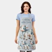 Blue Gingham Baby Cow Pastel Farm Aesthetic Schürze (Getragen)