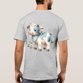 Blue Gingham Baby Cow Pastel Farm Aesthetic T-Shirt (Rückseite)