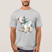 Blue Gingham Baby Cow Pastel Farm Aesthetic T-Shirt (Vorderseite)
