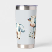 Blue Gingham Baby Cow Pastel Farm Aesthetic Thermobecher (Links)