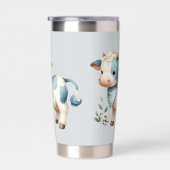 Blue Gingham Baby Cow Pastel Farm Aesthetic Thermobecher (Rechts)