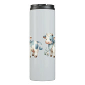 Blue Gingham Baby Cow Pastel Farm Aesthetic Thermosbecher (Rückseite)