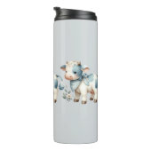 Blue Gingham Baby Cow Pastel Farm Aesthetic Thermosbecher (Nach rechts gedreht)