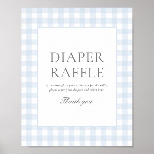 Blue Gingham Baby Duschmaschine Windeln Raffle Sch Poster (Vorne)