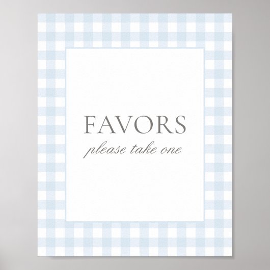 Blue Gingham Baby Duwer Favorit Sign Poster (Vorne)