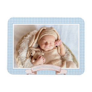 Blue Gingham Baby Foto Magnet