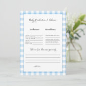 Blue Gingham Baby Predictions II Einladung (Stehend Vorderseite)