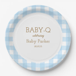 Blue Gingham Baby-Q Circular Plate 2 Pappteller