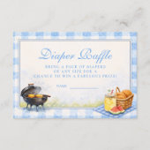Blue Gingham Baby Q Diapper Raffle Begleitkarte (Vorderseite)