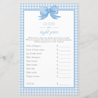 Blue Gingham Baby Showdusche Raten Sie das Preissp