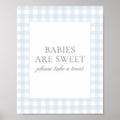 Blue Gingham Baby Shower Babys sind Sweet Sign Poster (Vorne)