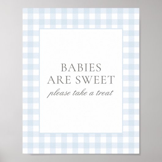 Blue Gingham Baby Shower Babys sind Sweet Sign Poster (Vorne)