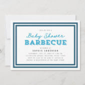 Blue Gingham Baby Shower Barbecue Einladung (Vorderseite)