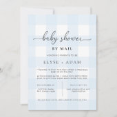 Blue Gingham Baby Shower by Mail Einladung (Vorderseite)