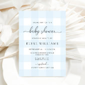 Blue Gingham Baby Shower Einladung