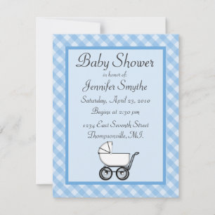 Blue Gingham Baby Shower Einladungen