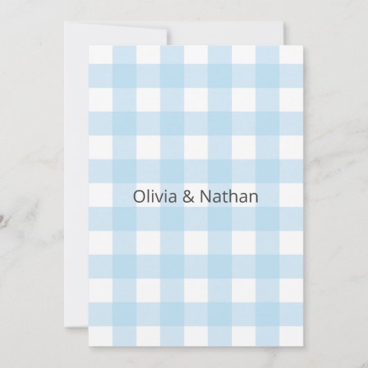 Blue Gingham Baby Shower Invitation, Blue Baby Boy Einladung (Rückseite)