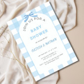 Blue Gingham Baby Shower Invitation, Blue Baby Boy Einladung