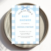 Blue Gingham Baby Shower Invitation, Blue Baby Boy Einladung