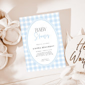 Blue Gingham Baby Shower Invitation Einladung
