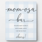 Blue Gingham Baby Shower Mama-osa Bar Sign Fotoplatte (Vorderseite)