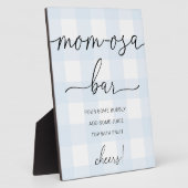 Blue Gingham Baby Shower Mama-osa Bar Sign Fotoplatte (Seite)
