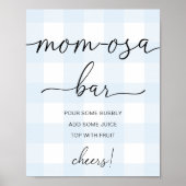 Blue Gingham Baby Shower Mama-osa Bar Sign Poster (Vorne)