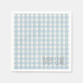 Blue Gingham Baby Shower Napkin Serviette