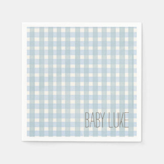 Blue Gingham Baby Shower Napkin Serviette