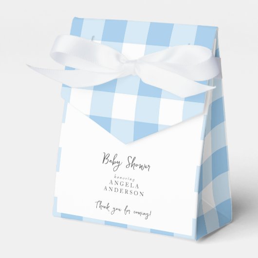 Blue Gingham Baby Shower Vielen Dank Geschenkschachtel (Vorderseite)