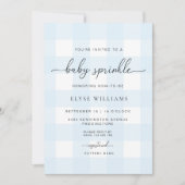 Blue Gingham Baby Sprinkle Einladung (Vorderseite)