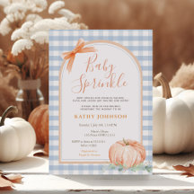 Blue Gingham Baby Sprinkle Pumpkin Baby Dusche