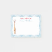 Blue Gingham Baseball Kids Custom Lunch Box Post-it Klebezettel (Vorderseite)