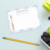 Blue Gingham Baseball Kids Custom Lunch Box Post-it Klebezettel