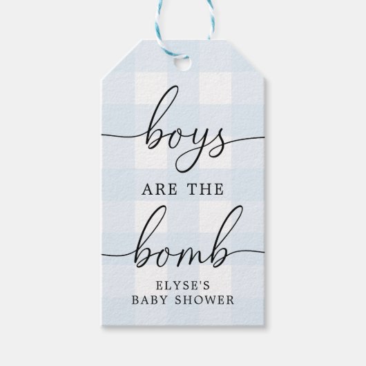 Blue Gingham Bath Bomb Gevor Tag Geschenkanhänger (Vorderseite)