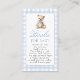 Blue Gingham Bear Baby Shower Boy Books for Baby Begleitkarte