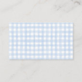 Blue Gingham Bear Baby shower Diaper Raffle Card Begleitkarte (Rückseite)