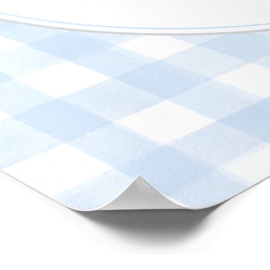 Blue Gingham Bear Customized sign Poster (Ecke)