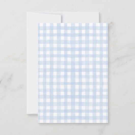 Blue Gingham Bear Grand millennial Dankeskarte (Rückseite)
