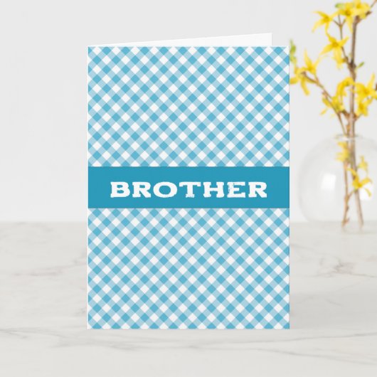 Blue Gingham Birthday Card Karte (Gelbe Blume)
