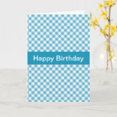 Blue Gingham Birthday Card Karte (Gelbe Blume)