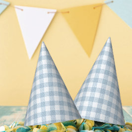 Blue Gingham Birthday Partyhütchen